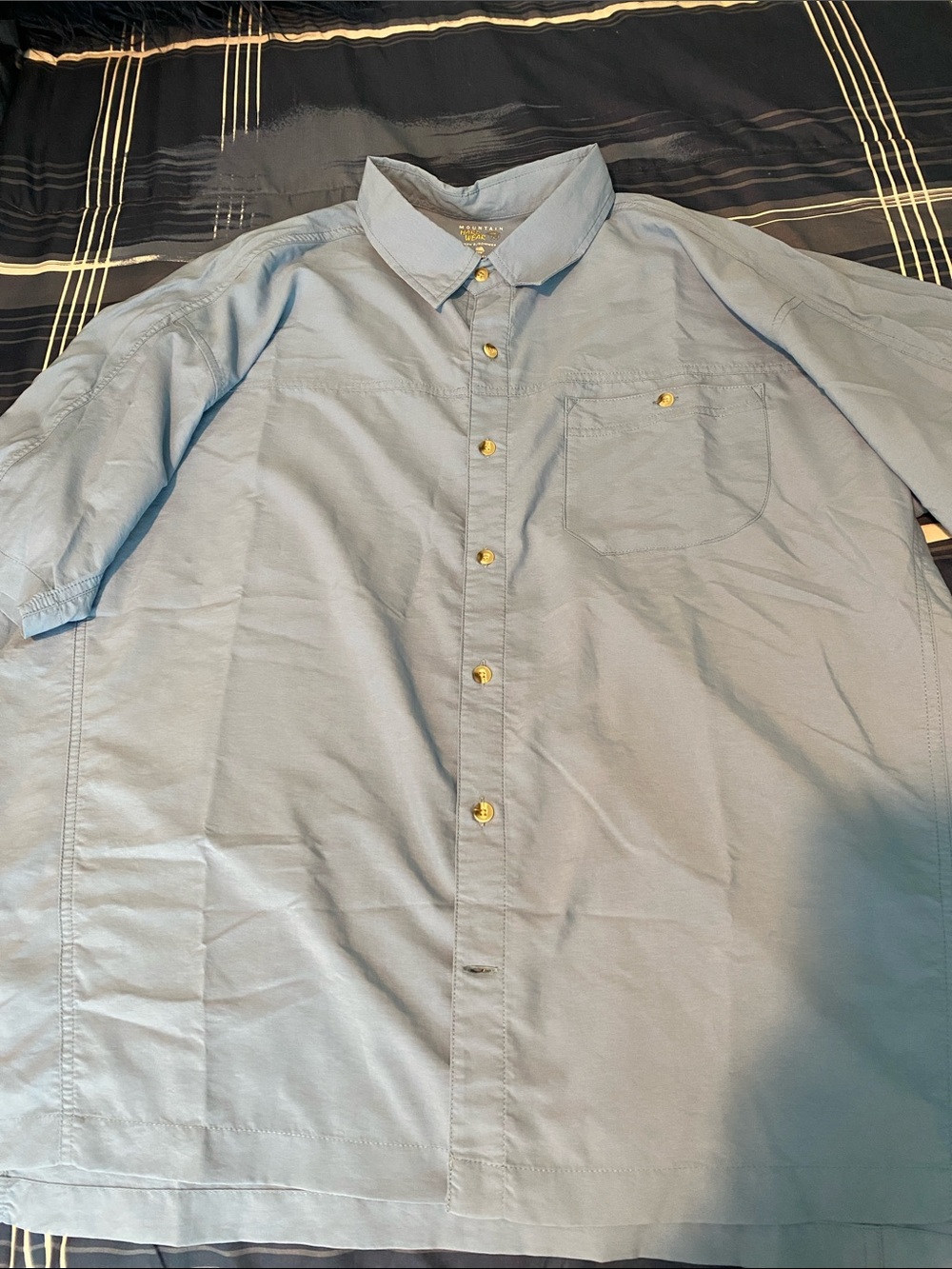 Mountain Hardwear Light Blue Short Sleeve Button-Down Shirt XXL